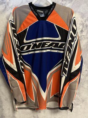 Vintage O'neal Racing Motocross Jersey Mens Medium Orange Long Sleeve Dirtbike